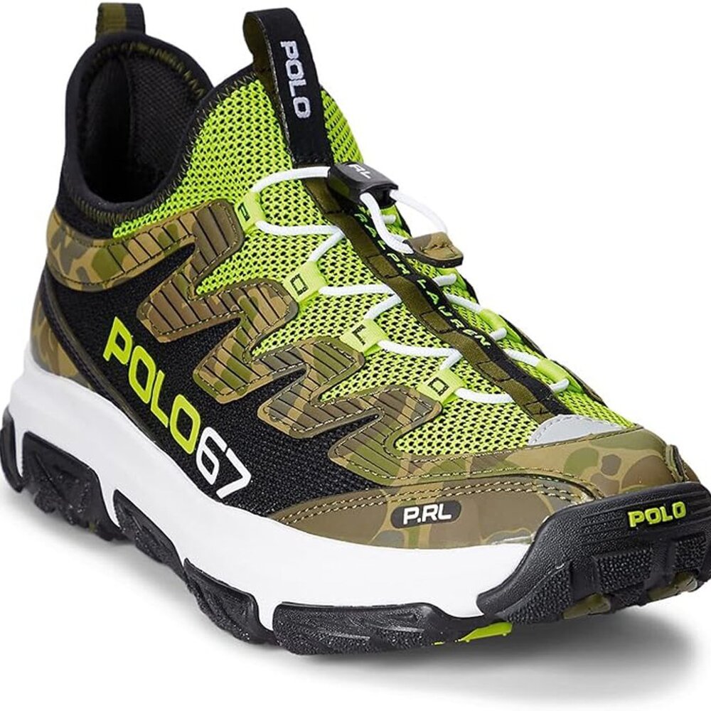 New! Polo Ralph Lauren Adventure 300LT Sneakers! Size 10.5 Camo & Neon Green